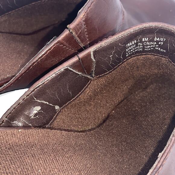 Clarks England MINGLE Dark Brown Leather Open-Back Heel Clogs Women's Size 8M - Picture 6 of 8